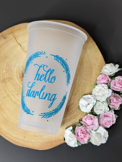 'Hello Darling' White 16 oz Cold Cup