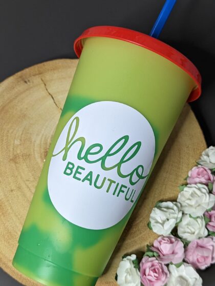 'Hello Beautiful' Green Colour Changing 24 oz Cold Cup