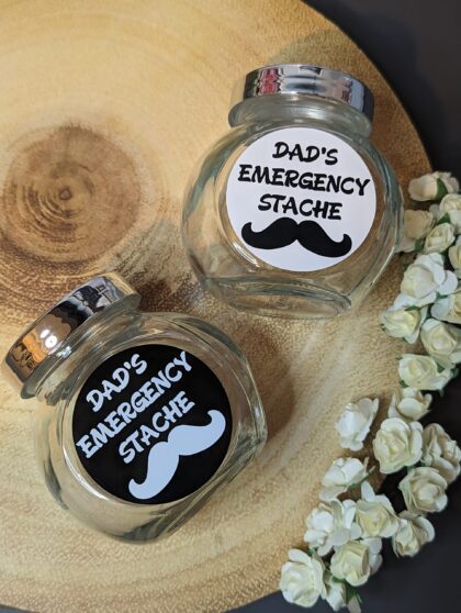 Small "Dad's Emergency Stache" Keepsake Pot