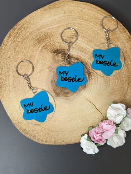 Blue and Black 'My Bestie' Star Key Chain