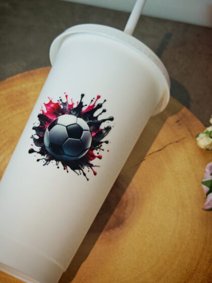 White Football 24oz Cold Cup